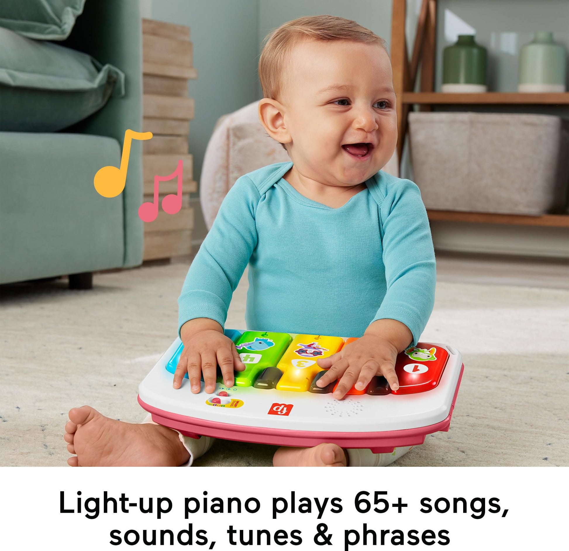 Fisher-Price - Silla portátil para bebé, asiento de lujo para sentarse con piano y bandeja de aperitivos para bebés y niños pequeños