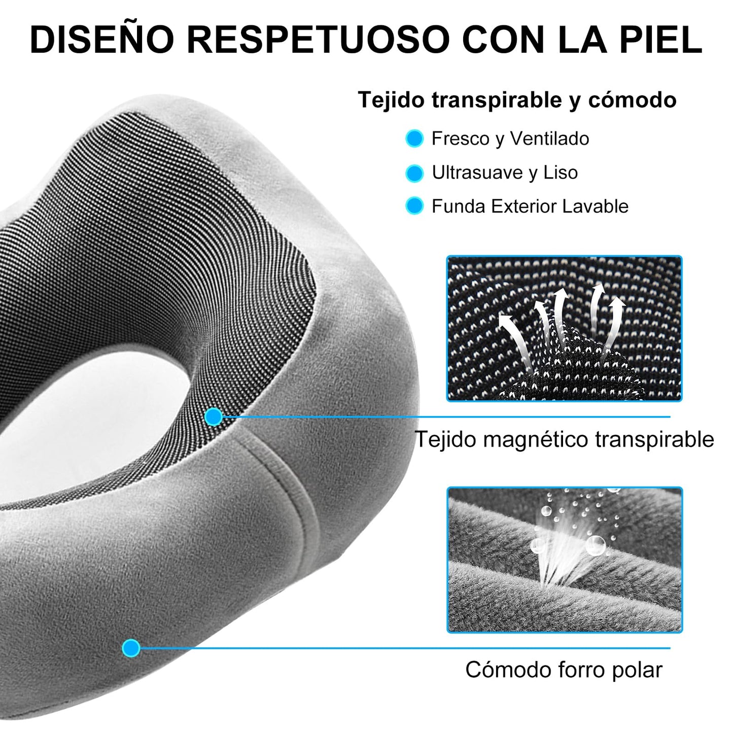 Jasonwell Almohada de Viaje Cuello - Almohada de Viaje para Cuello Portátil de Espuma de Memoria con Máscara de Ojos 3D Tapones para los oídos y Bolsa Soporte de Cuello para Avión Oficina (Gris claro)
