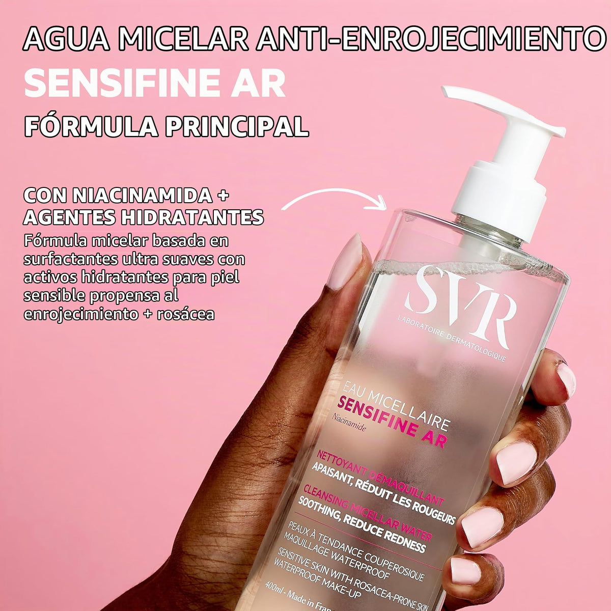 SVR Sensifine AR Agua Micelar para Piel con Rojés con Niacinamida, 400 ml