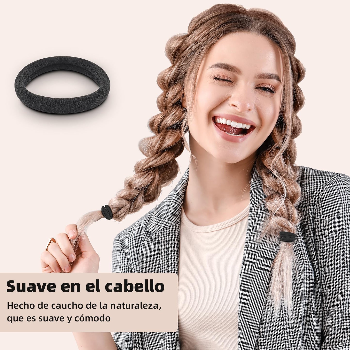 Ligas Elásticas de Algodón para Coleta en Marrón - Pack de 100 Scrunchies sin Costura para Cabello de Mujer y Niña