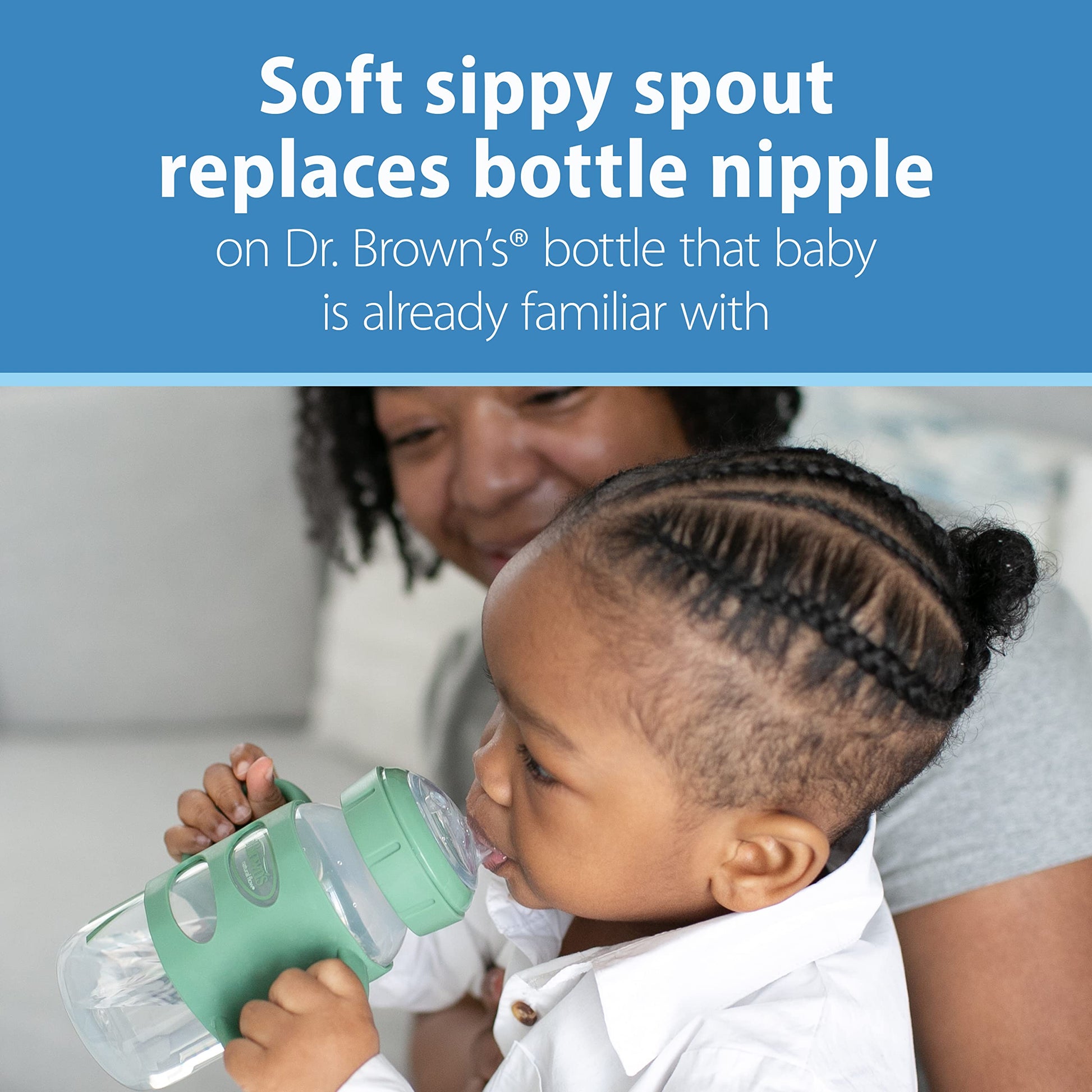 Botella Ancha Dr. Brown's Verde con Asas de Silicona, Boquilla Suave 270 ml para Bebés 6 Meses+