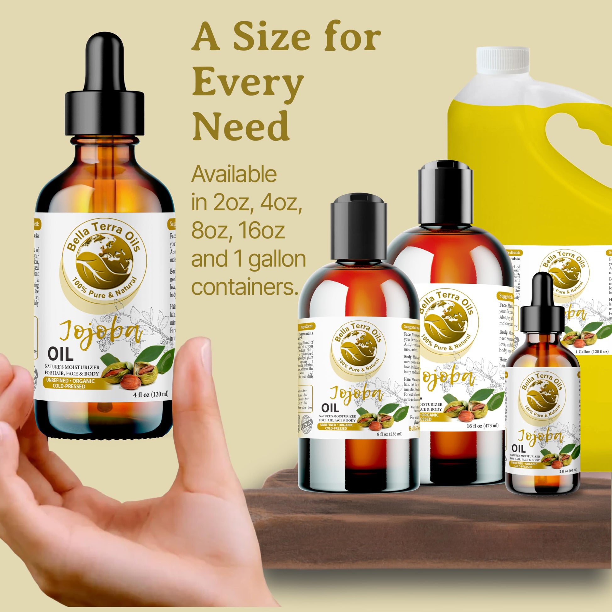 NEW Jojoba Oil. 4oz. Cold-pressed. Unrefined. Organic. 100% Pure. Anti-inflammatory. Hexane-free. Rejuvenates Skin. Softens Hair. Natural Moisturizer. For Hair, Skin, Nails, Beard, Stretch Marks.