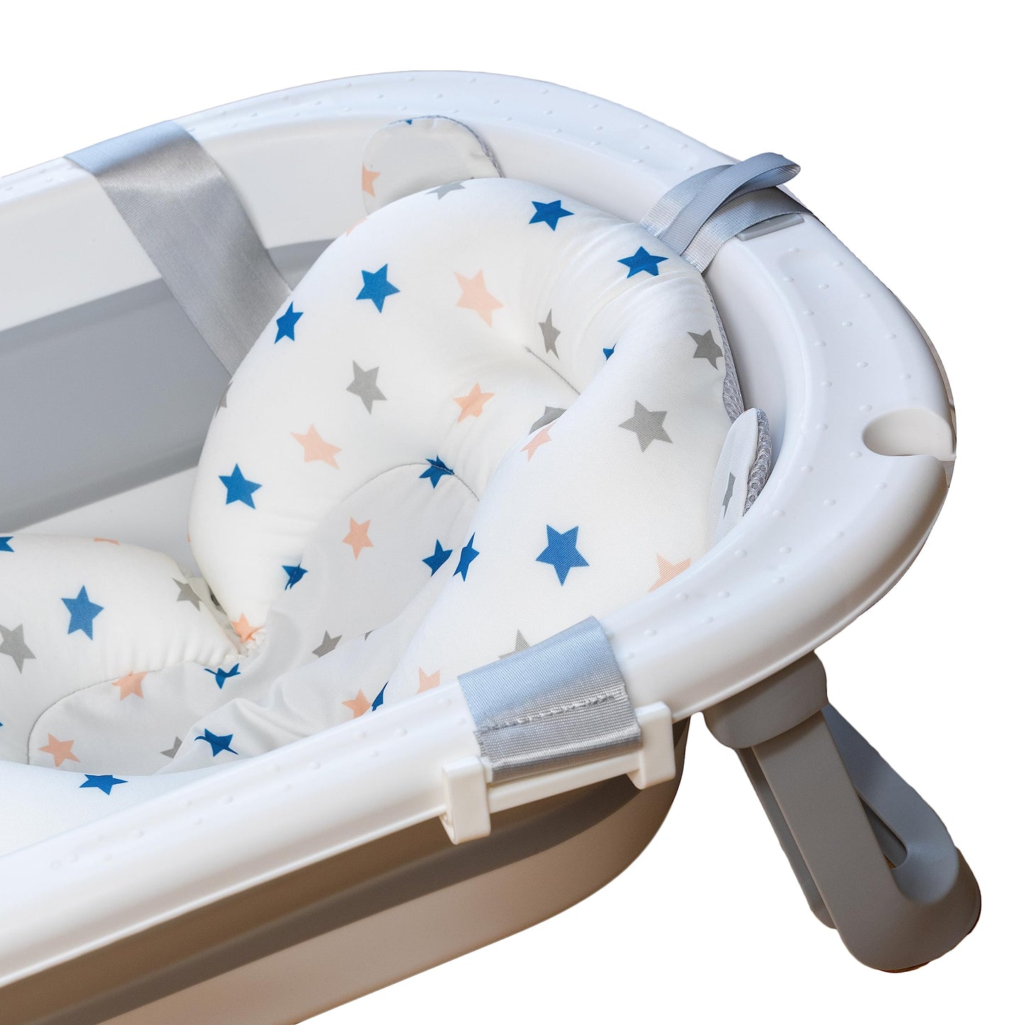 Bañera Plegable PAPU BABY Gris con Cojin para Bebés y Niños Pequeños