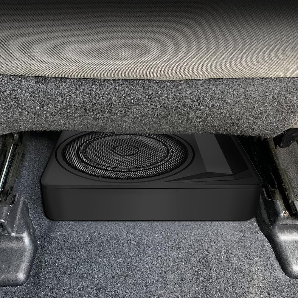 litillbuly Subwoofer de coche de 10 pulgadas, 1200 W, subwoofer delgado para debajo del asiento, entrada de nivel alto/bajo, subwoofer de audio para coche/camión, subwoofer integrado