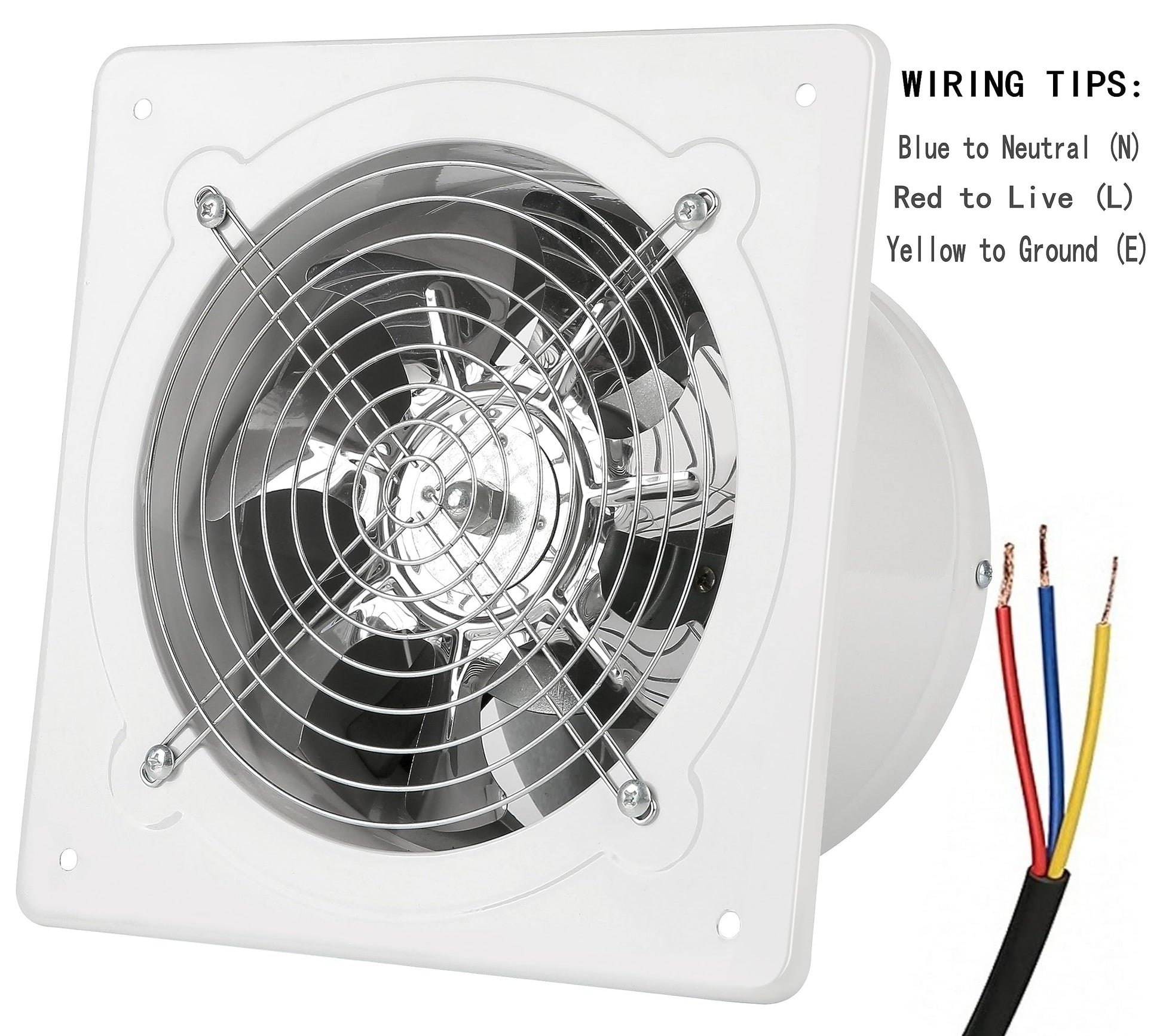 Aydomer - Ventilador de escape de 8 pulgadas montado en la pared, ventilador de ventilación de cochera de 500 CFM, ventilador de extracción de sótano con amortiguador de retroceso para uso comercial
