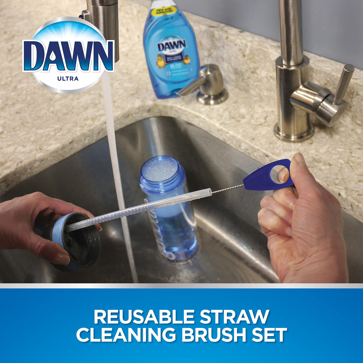 Dawn - Cepillo para Polvo de Limpieza para pajitas Reutilizables, Paquete de 4