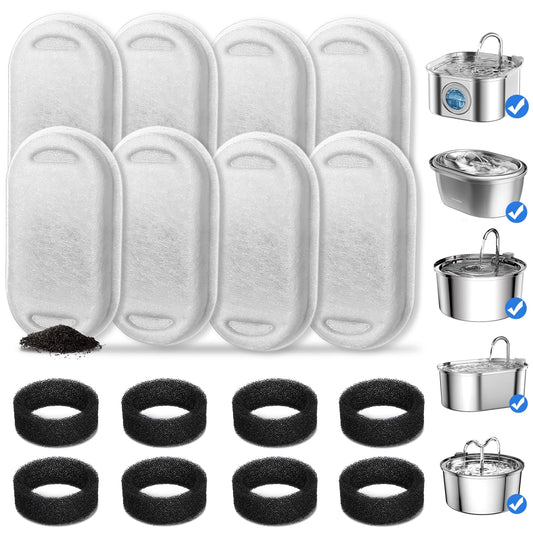 Filtros de Fuente de Agua para Gatos NautyPaw Acero Inoxidable Paquete de 8