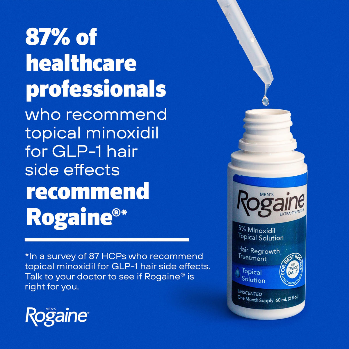 Solución Tópica Men Rogaine 5% Minoxidil Extra Strength para Regeneración del Cabello para Hombre