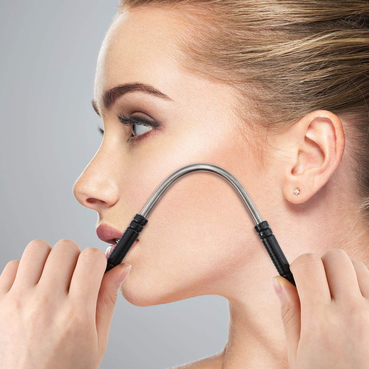 4 Piezas Depilación Facial Depiladora de Cara de Cejas de Muelle Depiladora Portátil de Bobina Herramienta de Roscado de Resorte para Mujeres Mejilla Bigote Labio