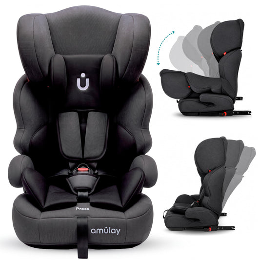 Autoasiento Amulay ISOFIX Negro y Gris Convertible Grupo 1-2-3