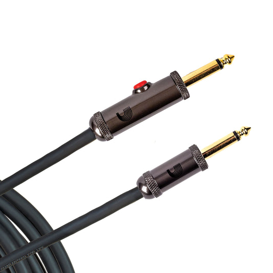 D'Addario Guitar Cable - Guitar Lead - Circuit Breaker Cable - Latching Cut-Off Switch to Mute When Changing Instrument - 20 Feet/7.62 Meters - Straight Ends - 1 Pack