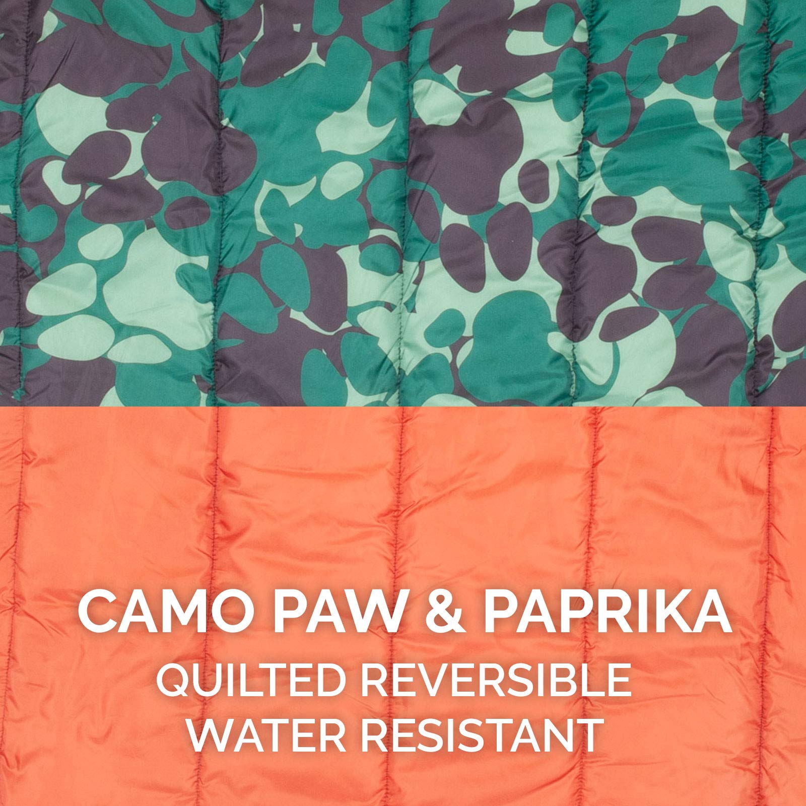 Furhaven Small Dog Bed Trail Pup Travel Pillow Mat w/Stuff Sack, Washable - Paprika/Camo-Paw, Small