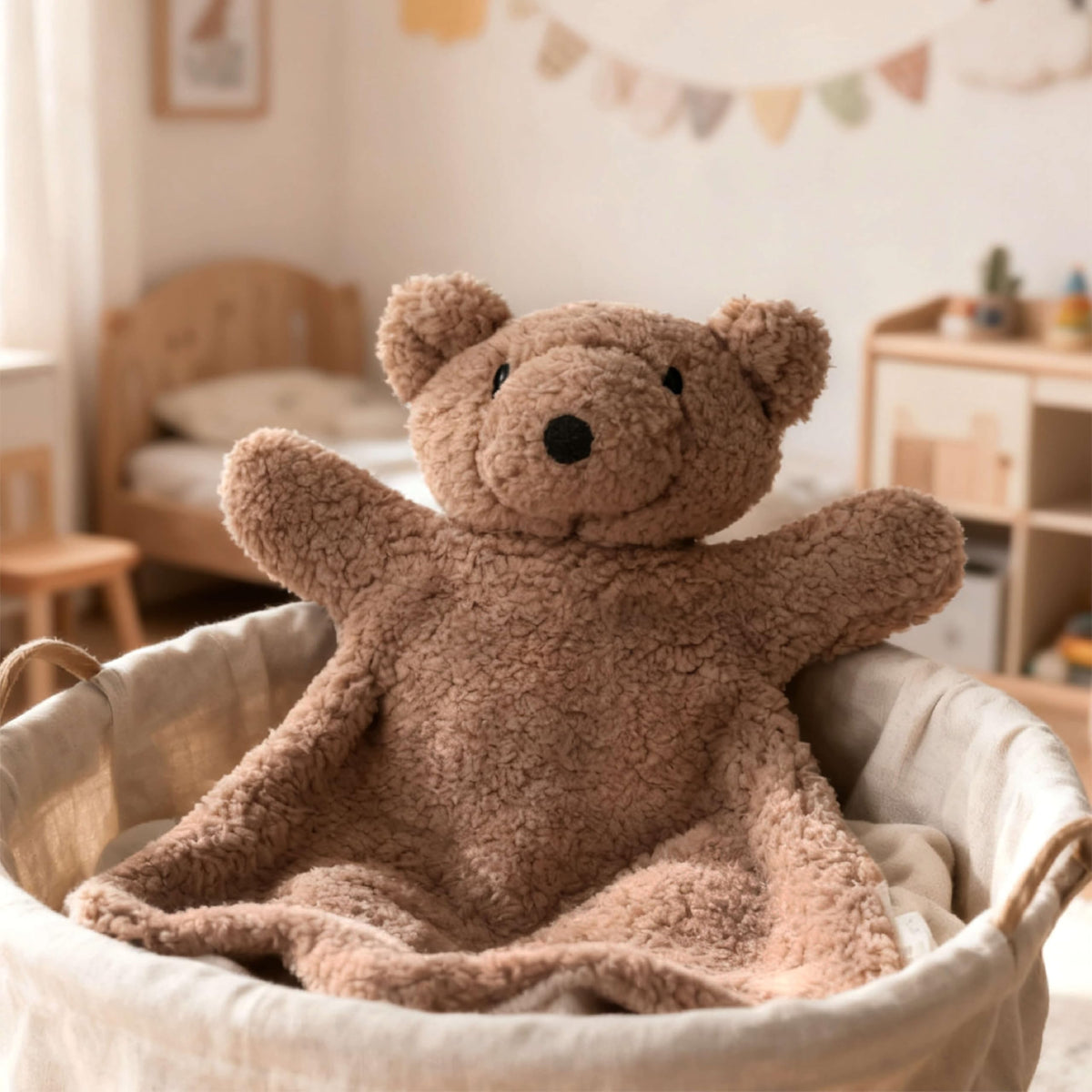 Seicasaya - Manta de seguridad para bebé, suave oso de peluche para recién nacidos de 0 a 12 meses, manta de peluche para niños y niñas, 11.8 x 11.4 pulgadas (oso de peluche café)