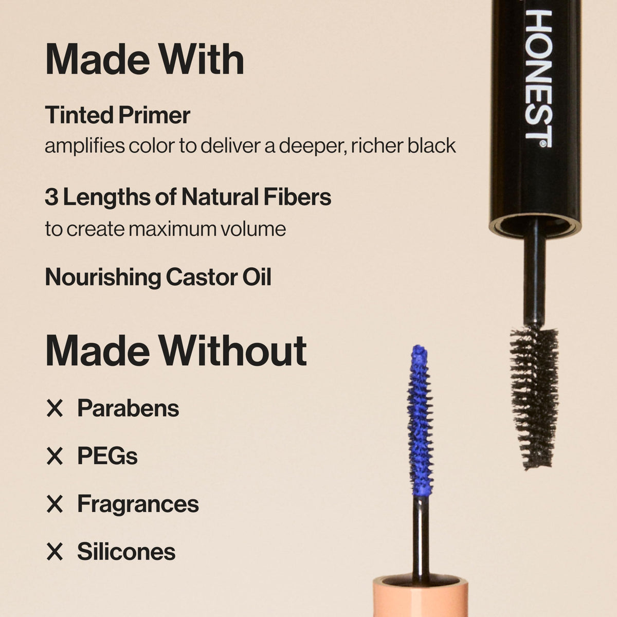 Extreme Volume Mascara Plus Bold Lash Primer by Honest for Women - 0.27 oz Mascara