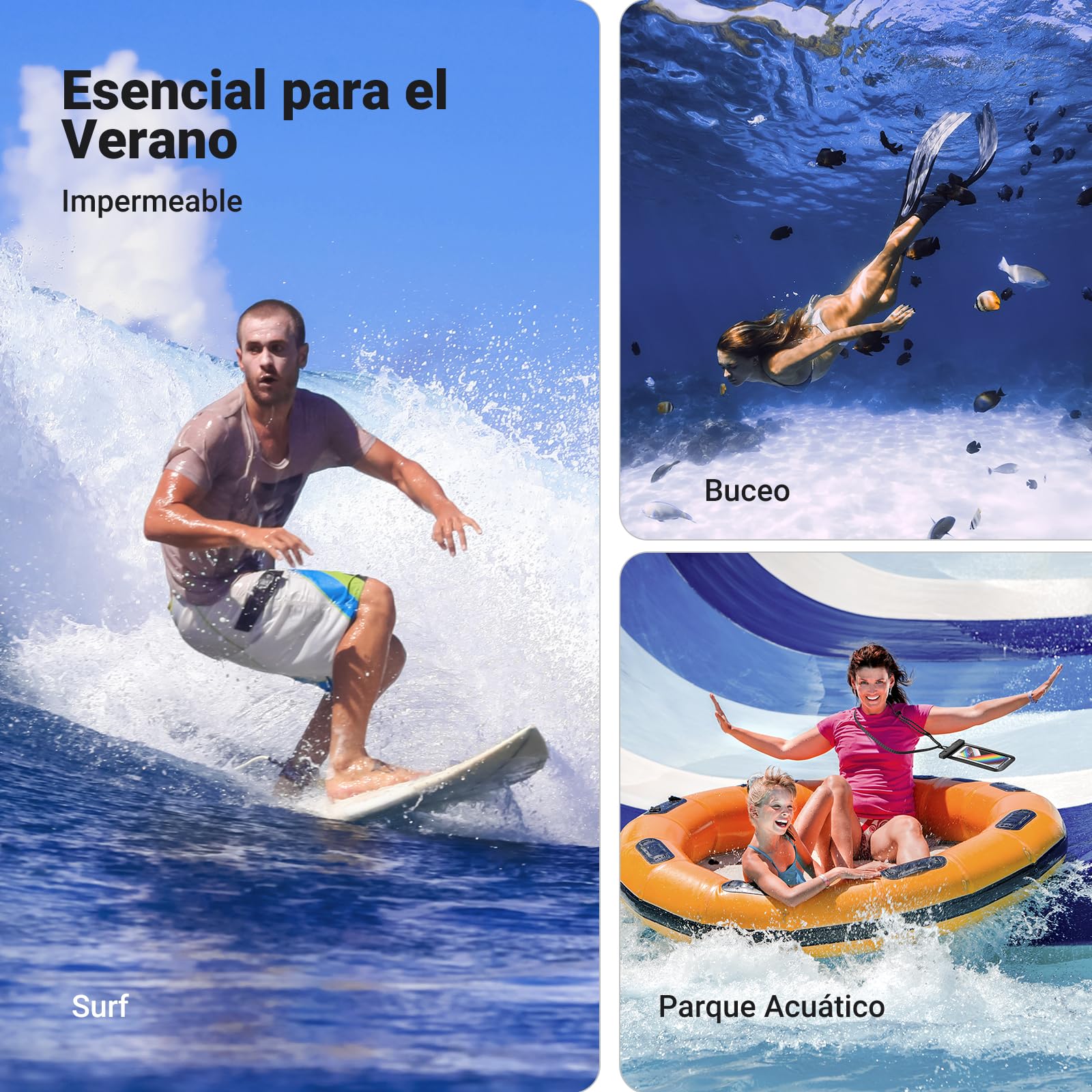 Funda Impermeable UGREEN Negro para Celular de hasta 7.2 Pulgadas