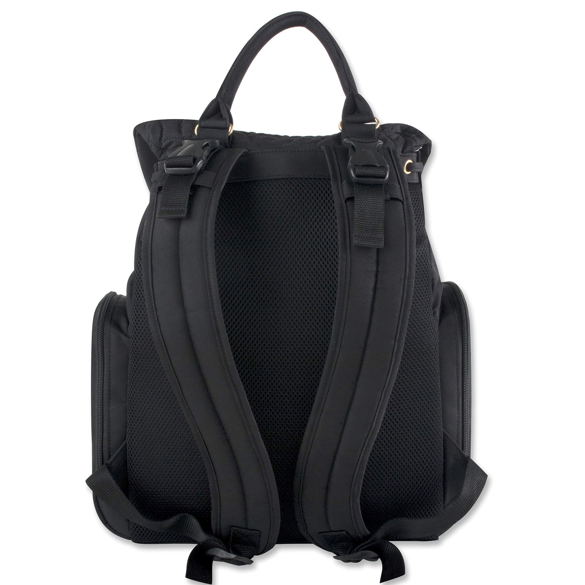 Mochila acolchada moderna para pañales y bolsa de viaje multiusos con cordón para bebé, juego de 3 piezas (negro)