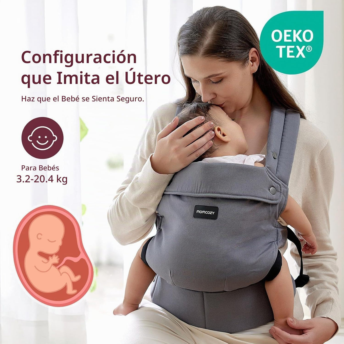 Momcozy Portabebés, Capacidad de Peso de 3,2 kg a 20,4 kg