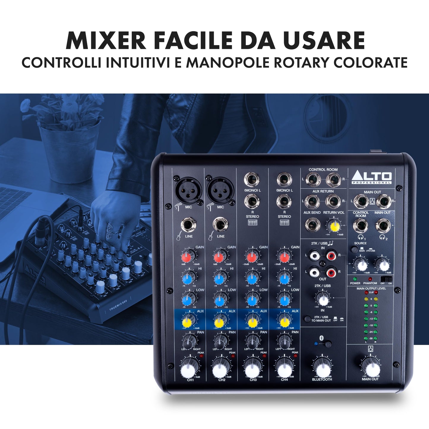 Mezcladora de Audio ALTO TrueMix 600 Negro con Interfaz USB y Bluetooth