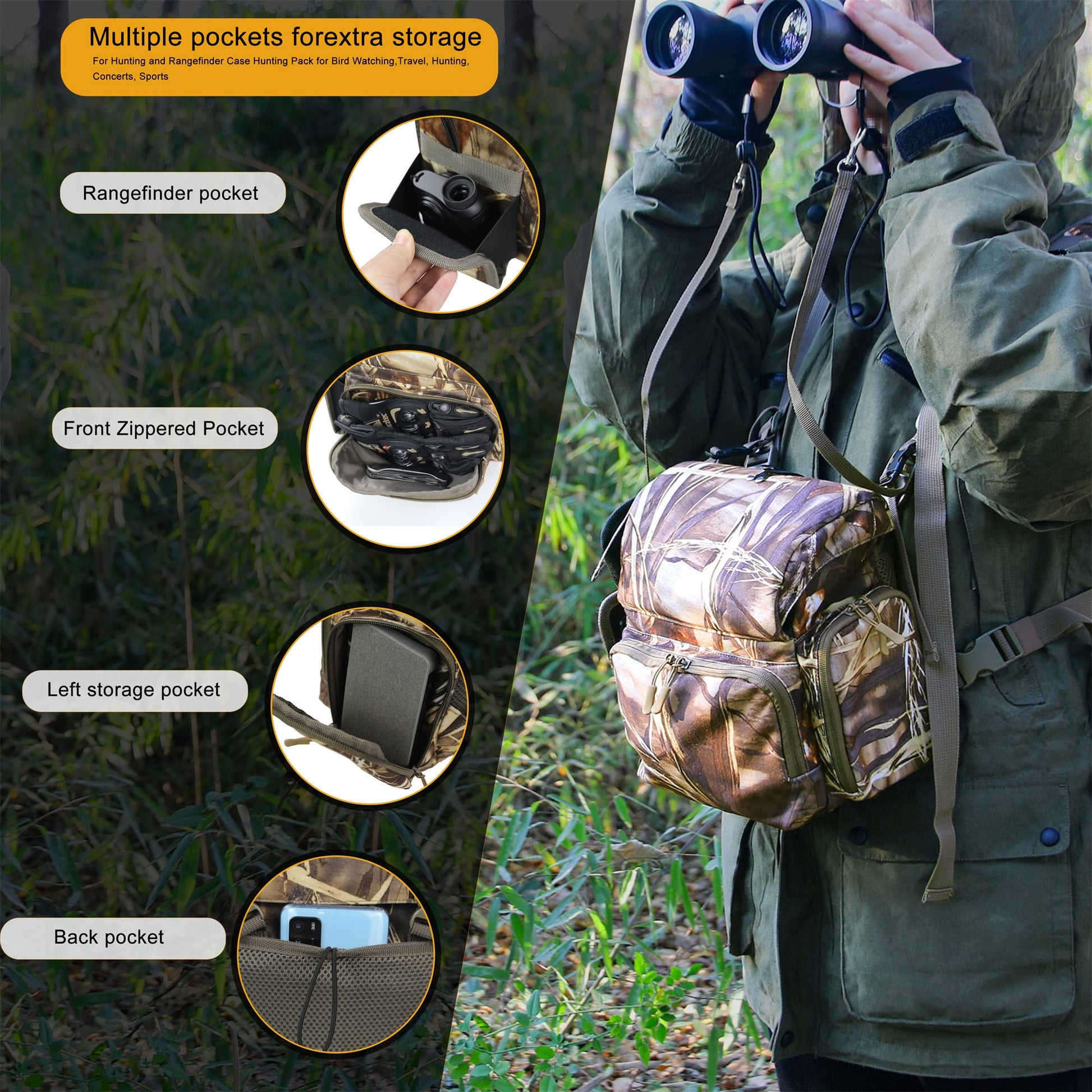 Arnés Binocular MDSTOP Negro con Bolsa para Observación y Caza