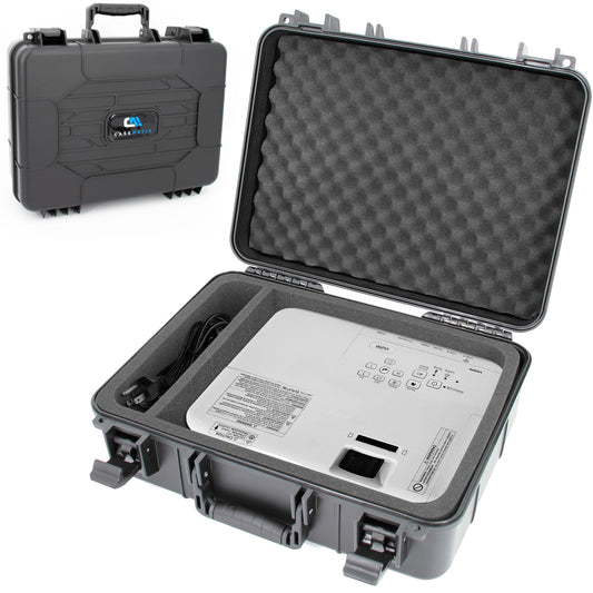 Funda Rígida CASEMATIX Negra con Compartimentos de Espuma para Proyector Epson VS250, VS350, VS355