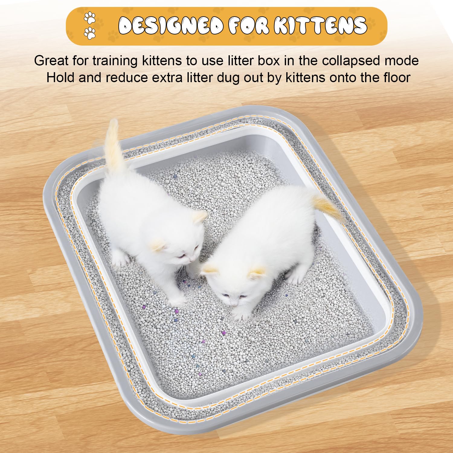 Maohegou Caja de arena para gatos mayores, artríticos, enfermos y frágiles discapacitados, baja entrada, caja de arena abierta para gatos mayores (un paquete)