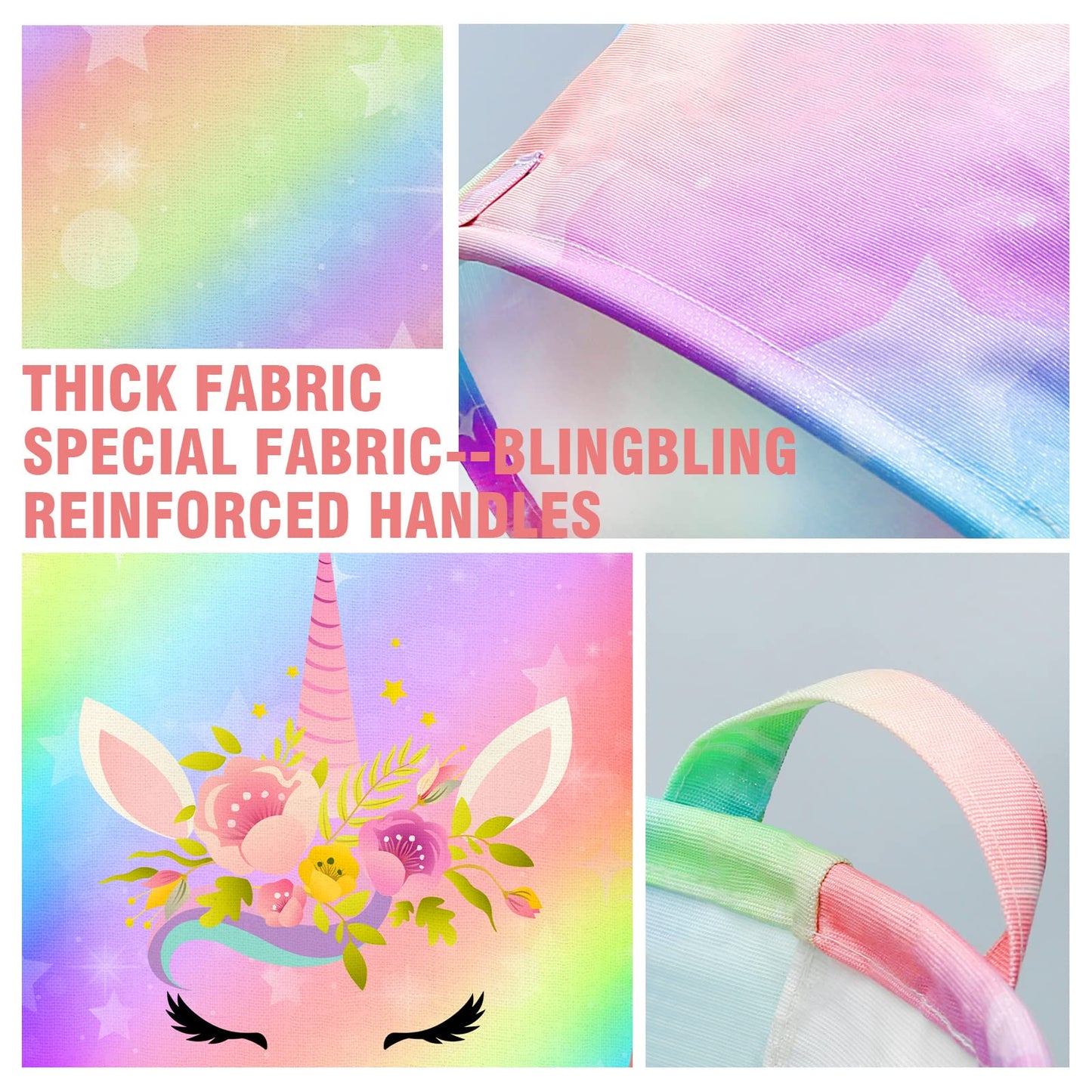 Cesta de lavandería con diseño de unicornio, de gran tamaño, redonda, impermeable, plegable, organizador de habitación de niñas, recámara, cuarto de bebé, ropa de sala de juegos (43.3 l, lindo