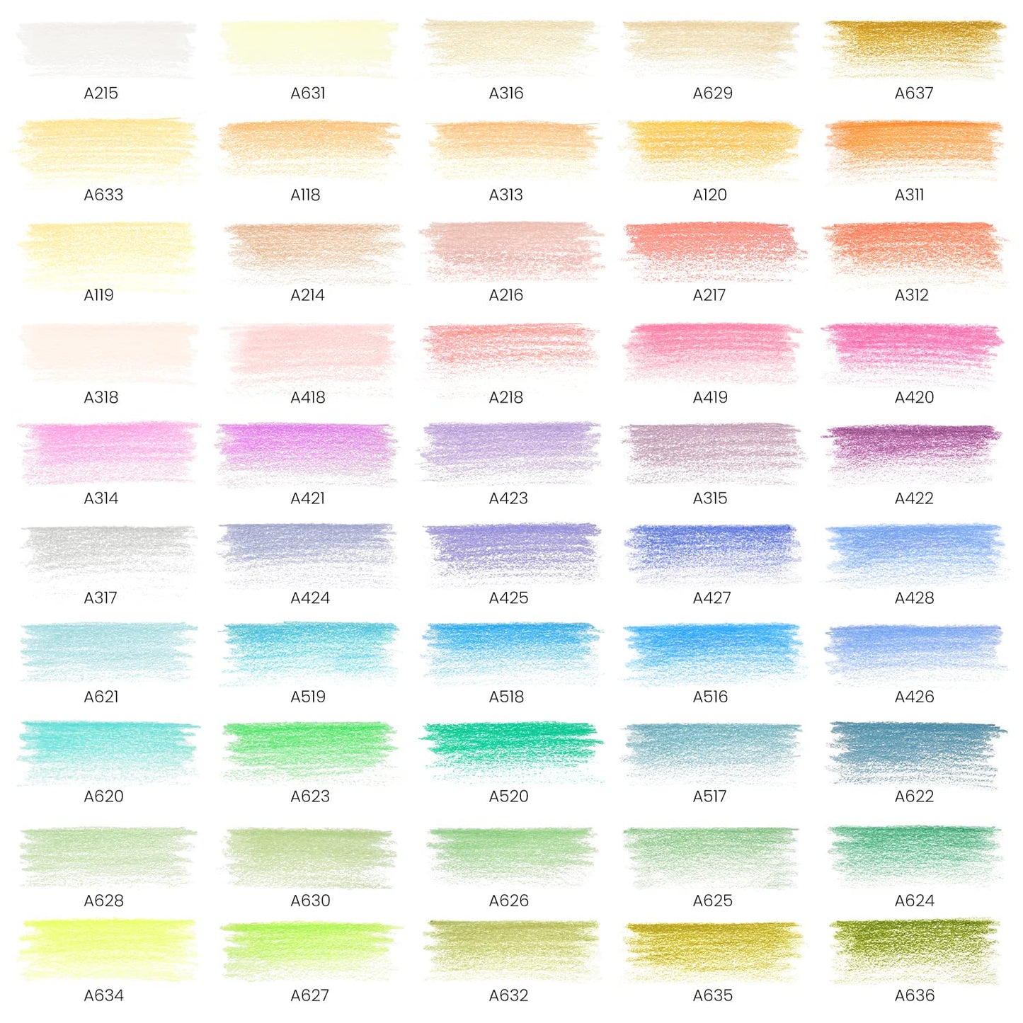 Arteza - Lápices de colores pastel para colorear adultos, juego de 50 lápices de dibujo, agarre triangular, juego de lápices preafilados, suministros de arte profesional para artistas para bocetos