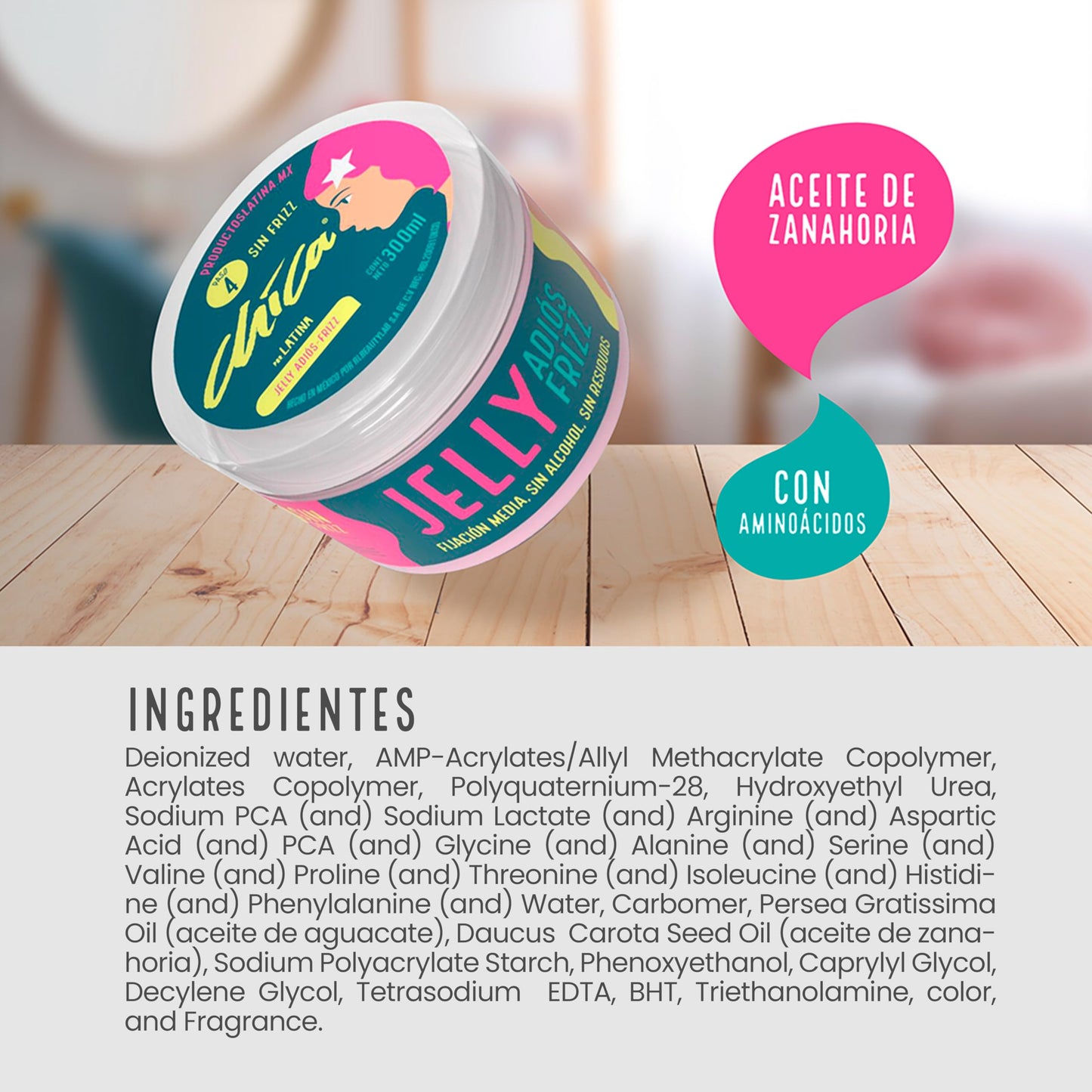 LATINA® | Gel para el Cabello - Jelly CHICA® Anti Frizz Cabello | Belleza Mujer - Activador de Rizos | Complementar con Tratamiento para Cabello Maltratado