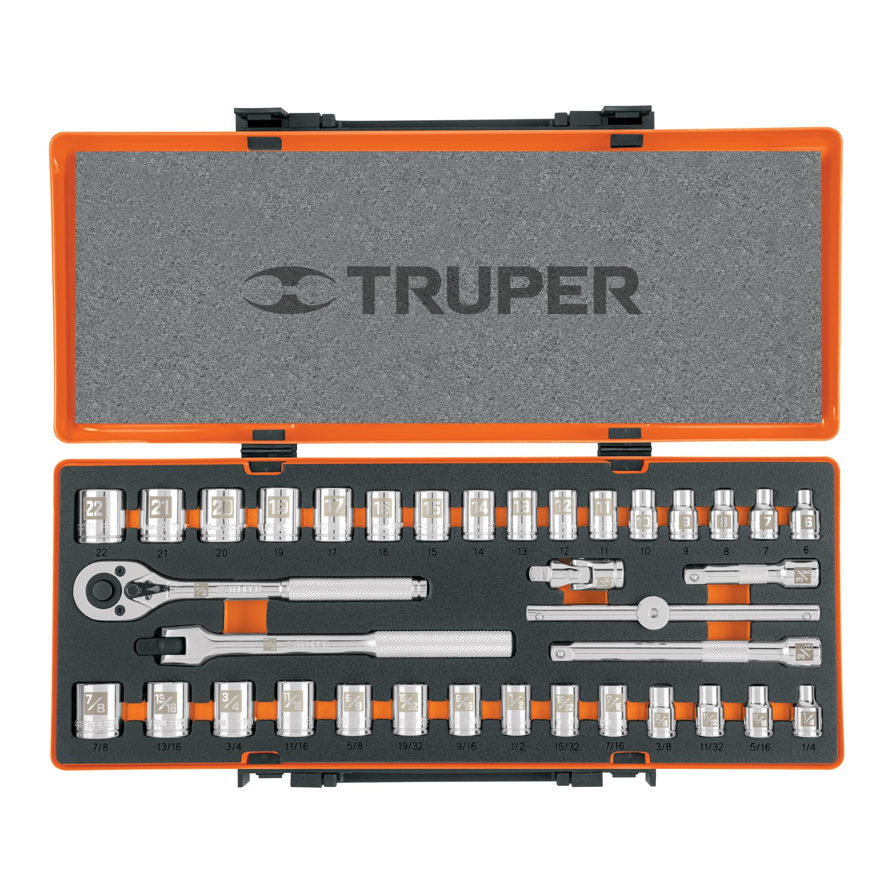 Juego de Autoclé Truper Mixto 3/8 pulg 36 Piezas