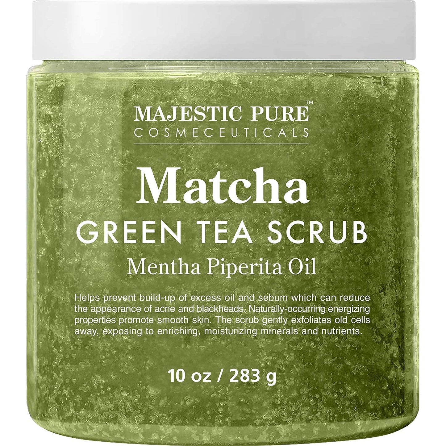 MAJESTIC PURE Matcha Green Tea Body Scrub for All Natural Skin Care - Exfoliating Multi Purpose Body and Facial Scrub Moisturizes and Nourishes Face and Skin - 10 oz - Great Gift for Her