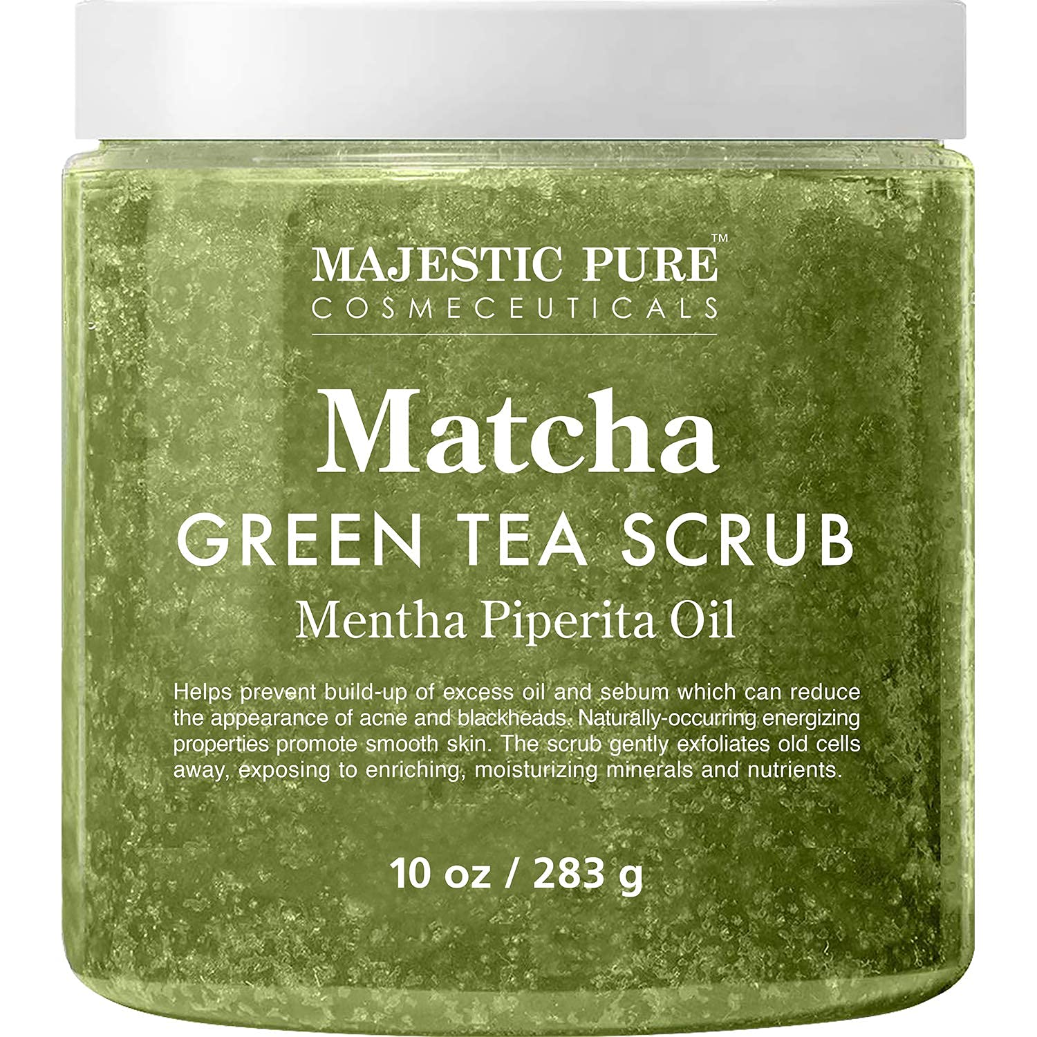 MAJESTIC PURE Matcha Green Tea Body Scrub for All Natural Skin Care - Exfoliating Multi Purpose Body and Facial Scrub Moisturizes and Nourishes Face and Skin - 10 oz - Great Gift for Her