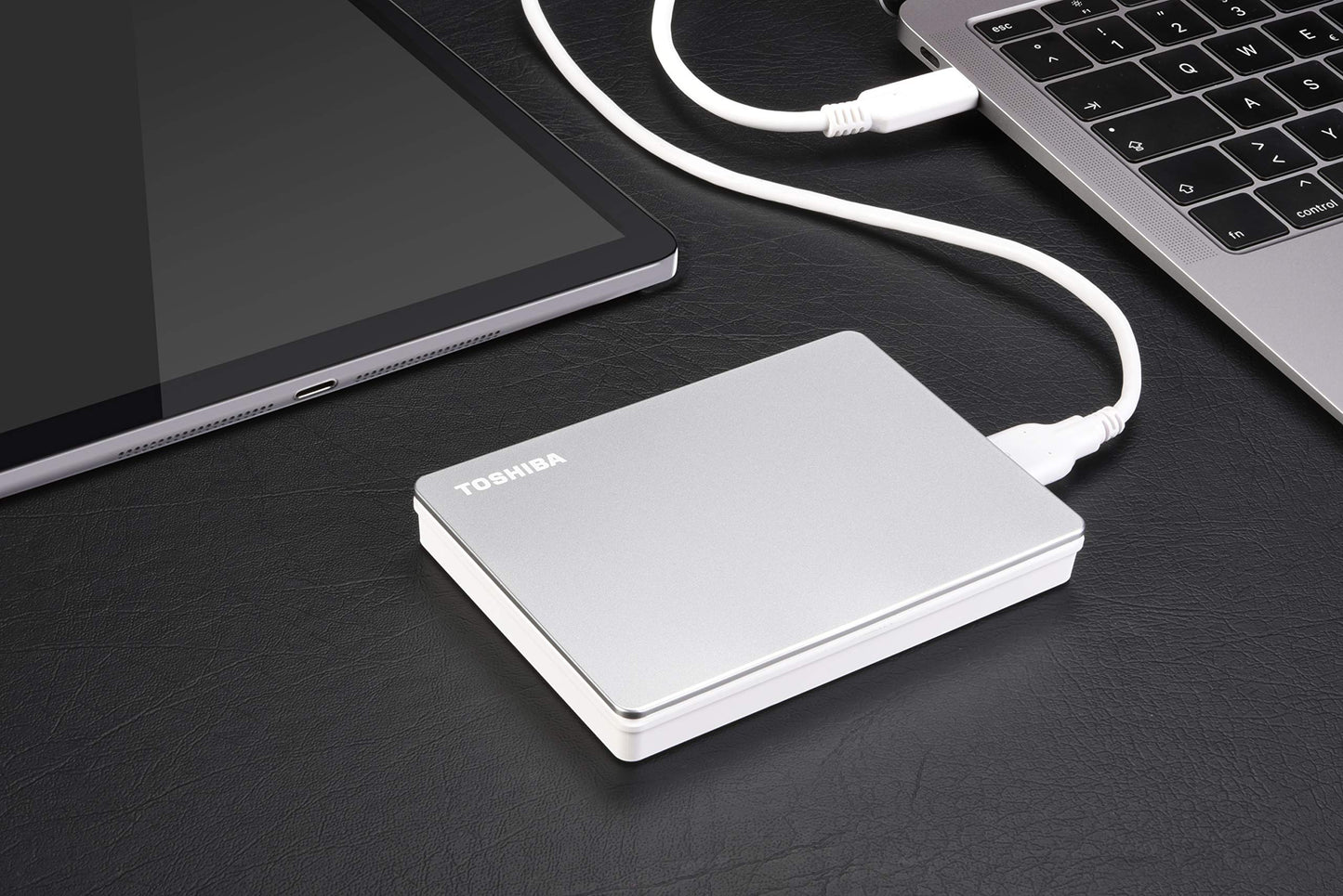 Disco Duro Externo Portátil Toshiba Canvio Flex Plateado 2 TB USB-C USB 3.0
