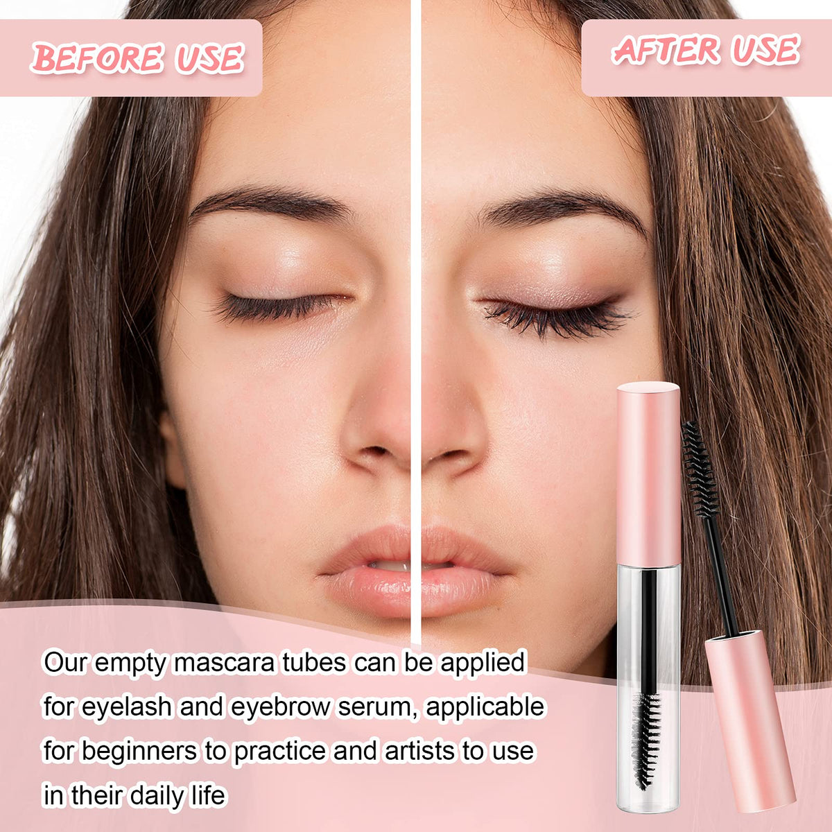 30 tubos vacíos de rímel de 10 ml para pestañas, botellas transparentes rellenables, contenedor de crema con 4 embudos transparentes para transferir aceite de ricino para cosméticos de bricolaje (rosa)