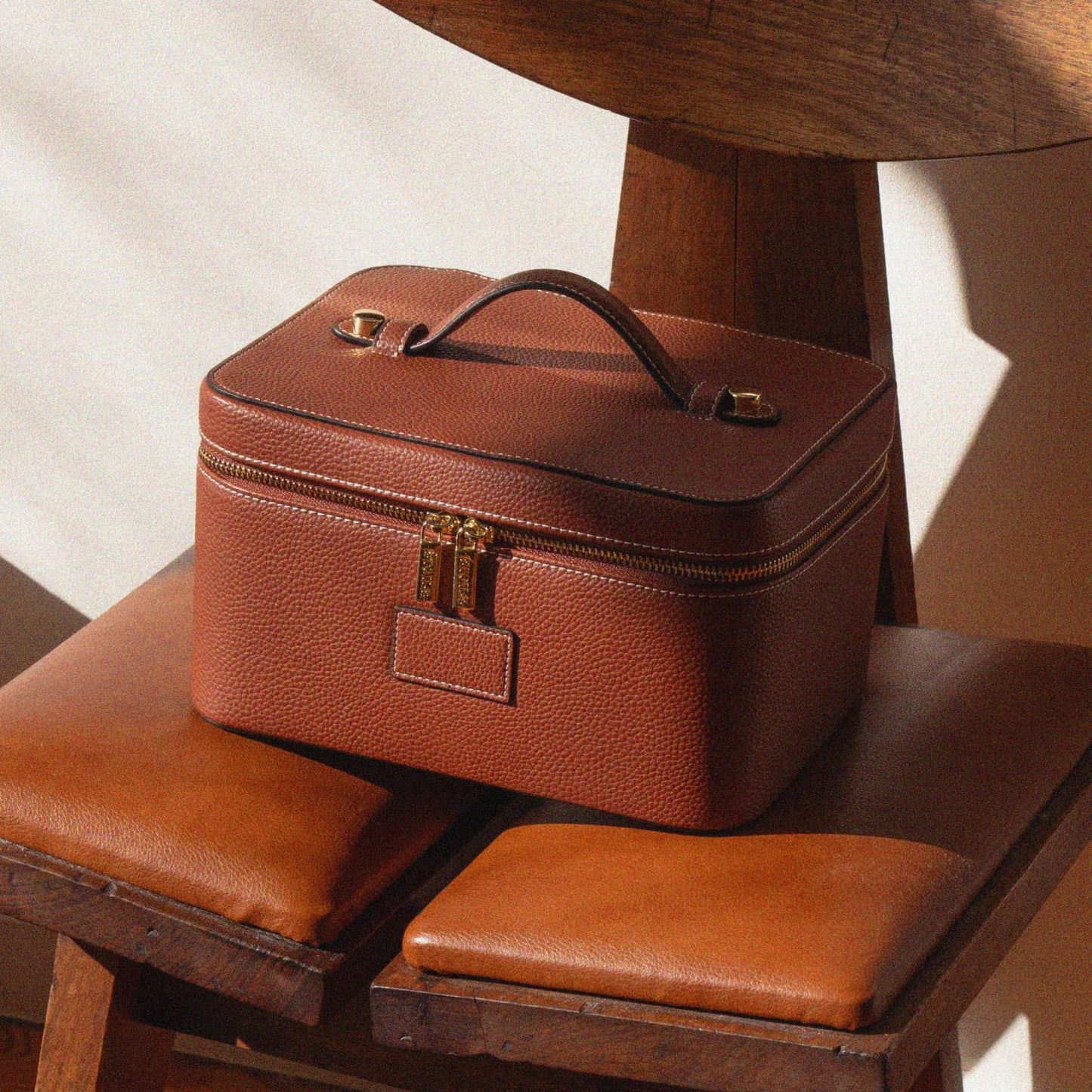ETOILE - Estuche de cambiador - Elegante bolsa de maquillaje de viaje con divisores, Marrón Jengibre, Estuche de cambiador con cierre con práctico asa de transporte