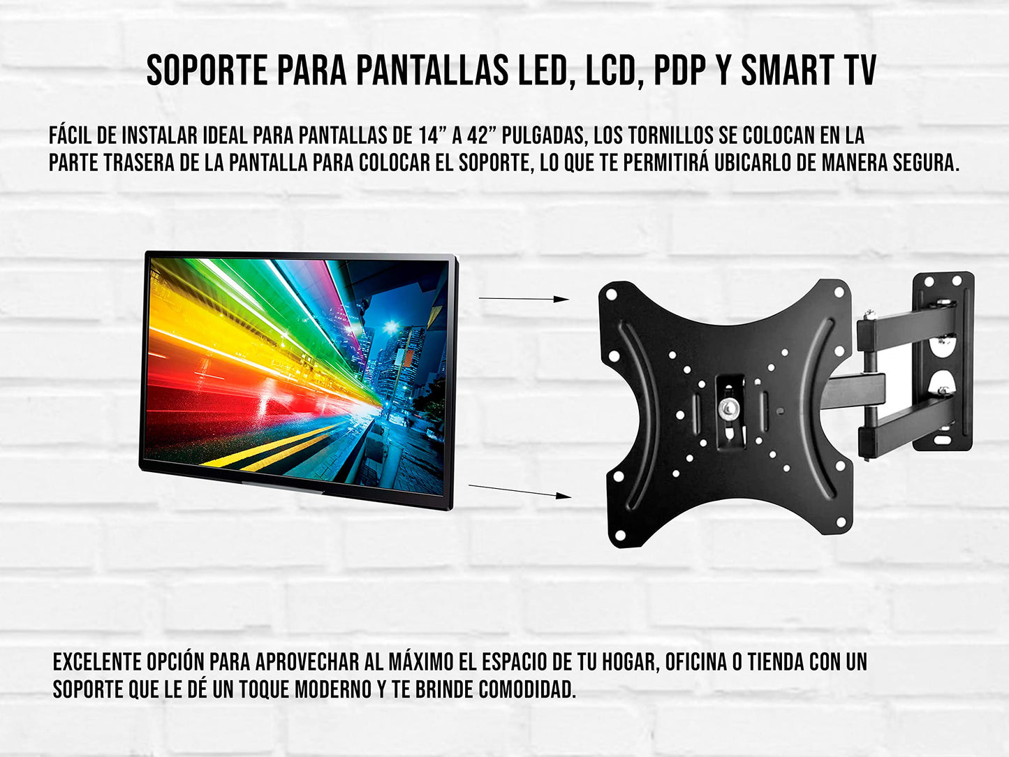 CONTROL EXPERT Soporte Fijo Pantallas Y Monitores Led LCD 14 A 43 Pulgadas