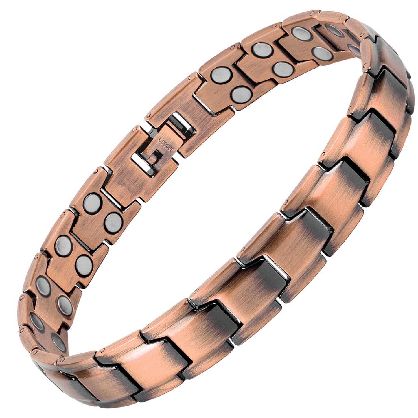 Pulsera de Cobre Puro MagnetRX Marrón Ultra Resistente Estilo Leo para Hombre
