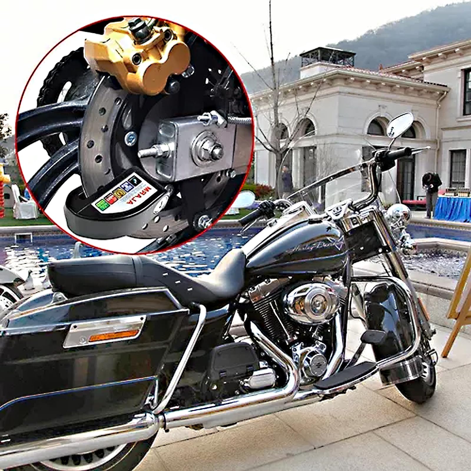 BAKEWAY Candado para Motocicleta y Bicicleta,Candado para Motocicleta Universal con Alarma de 110dB Impermeable IP65 Seguro Antirrobo con Motocicleta Bicicleta etc Vehículos con Llanta de Disco