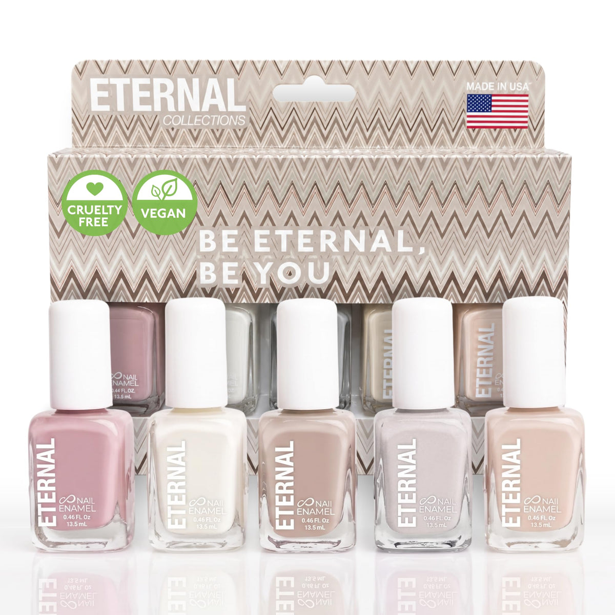 Eternal Colección – Juego de 5 piezas: Larga duración, secado rápido, esmalte de uñas de brillo espejo – endurecedor, acabado brillante y brillante – 0,46 onzas fluidas cada uno (Classic)