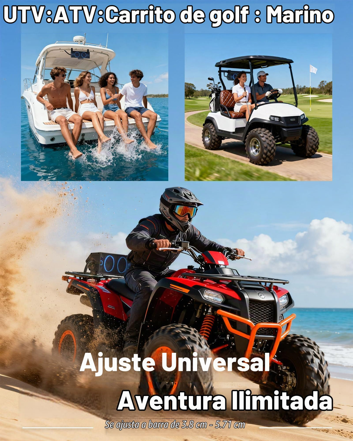Barra de Sonido GoHawk Negra con Luces RGB e Impermeable IP66 para UTV y ATV Compatible con Polaris