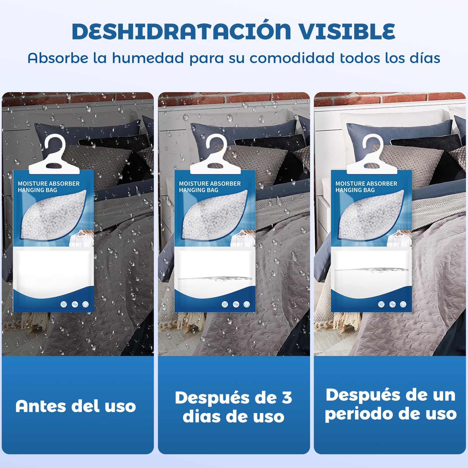 BSOON15 PCS Bolsa Antihumedad para Habitacion, Deshumidificador para Closet, Bolsas Absorbentes de Humedad Colgante, Antimoho Baño, Elimina Olores, Absorbedor de Humedad para Baño, Clóset