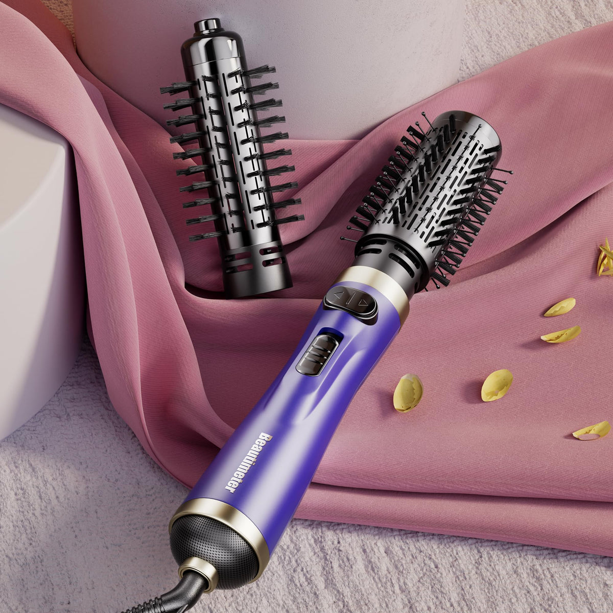 Cepillo Secador de Pelo Beautimeter Negro con Cepillo Giratorio 3 en 1 para Mujer