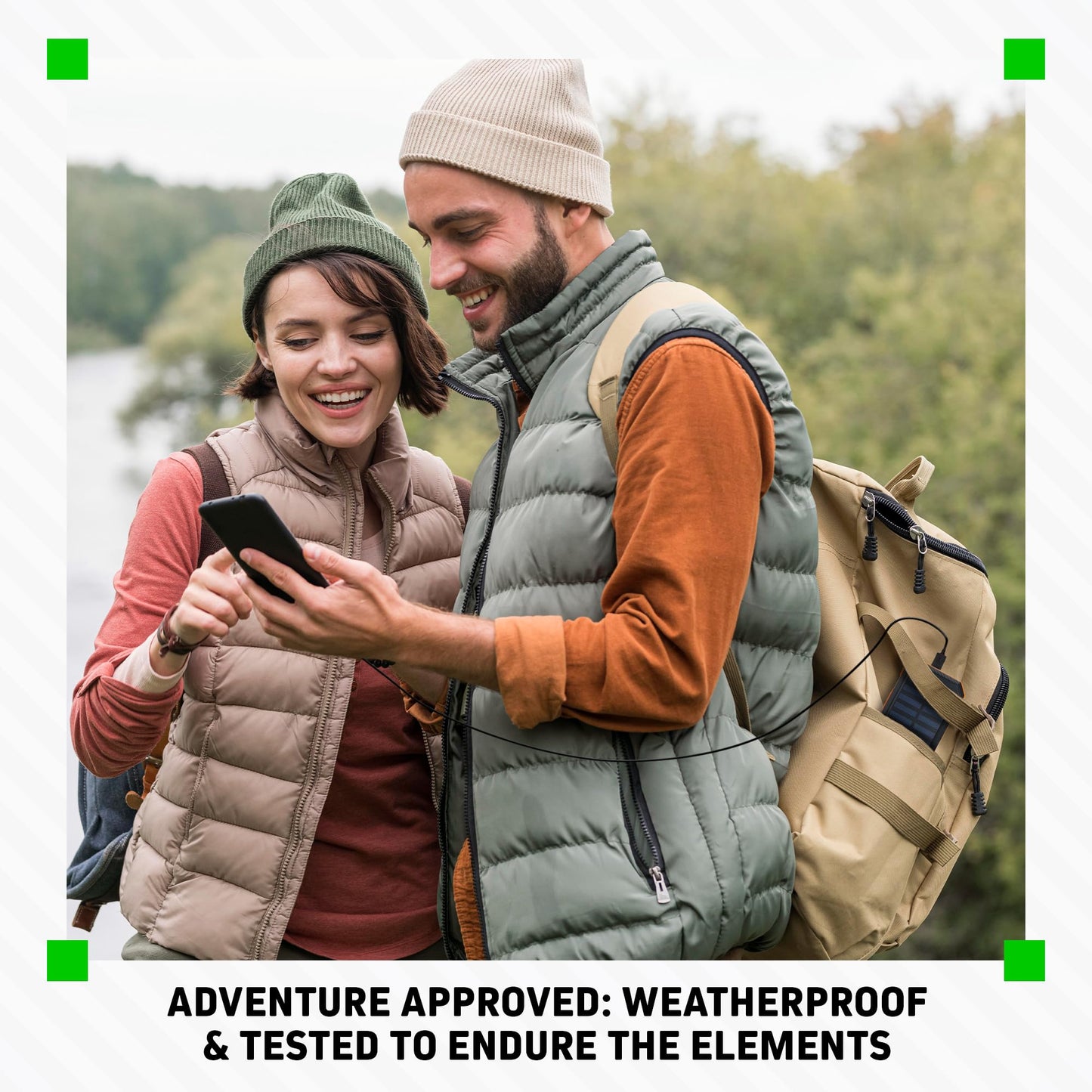CHARGEWORX - Banco de energía Solar con 2 Puertos USB-A más Puertos de Carga USB-C y Micro-USB, Capacidad de 15.000 mAh, Incluye brújula y linternas LED duales, Ideal para Camping, Senderismo y más