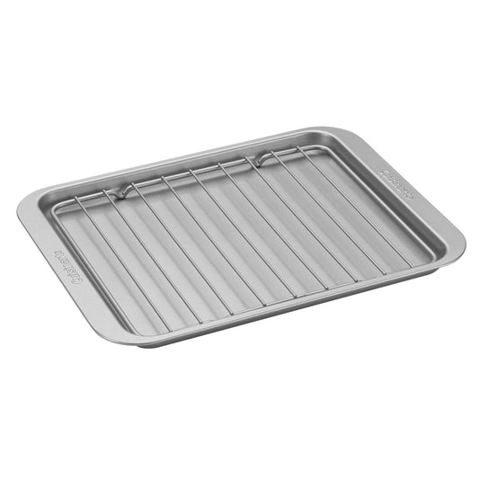 Cuisinart - Sartén tostador, plata, 28.4 cm x 21.8 cm x 0.08 cm, sin aluminio, fácil de usar, conveniente, de alta calidad, para horno, manual