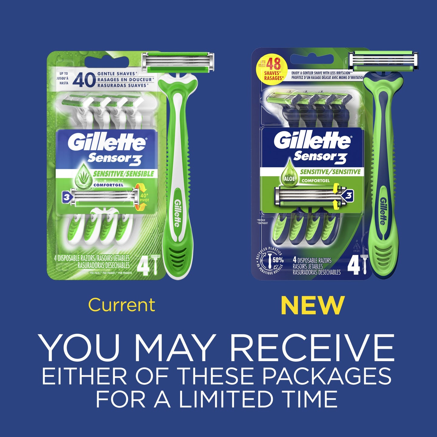 Gillette Sensor 3 Disposable Razors Men's 4 Each