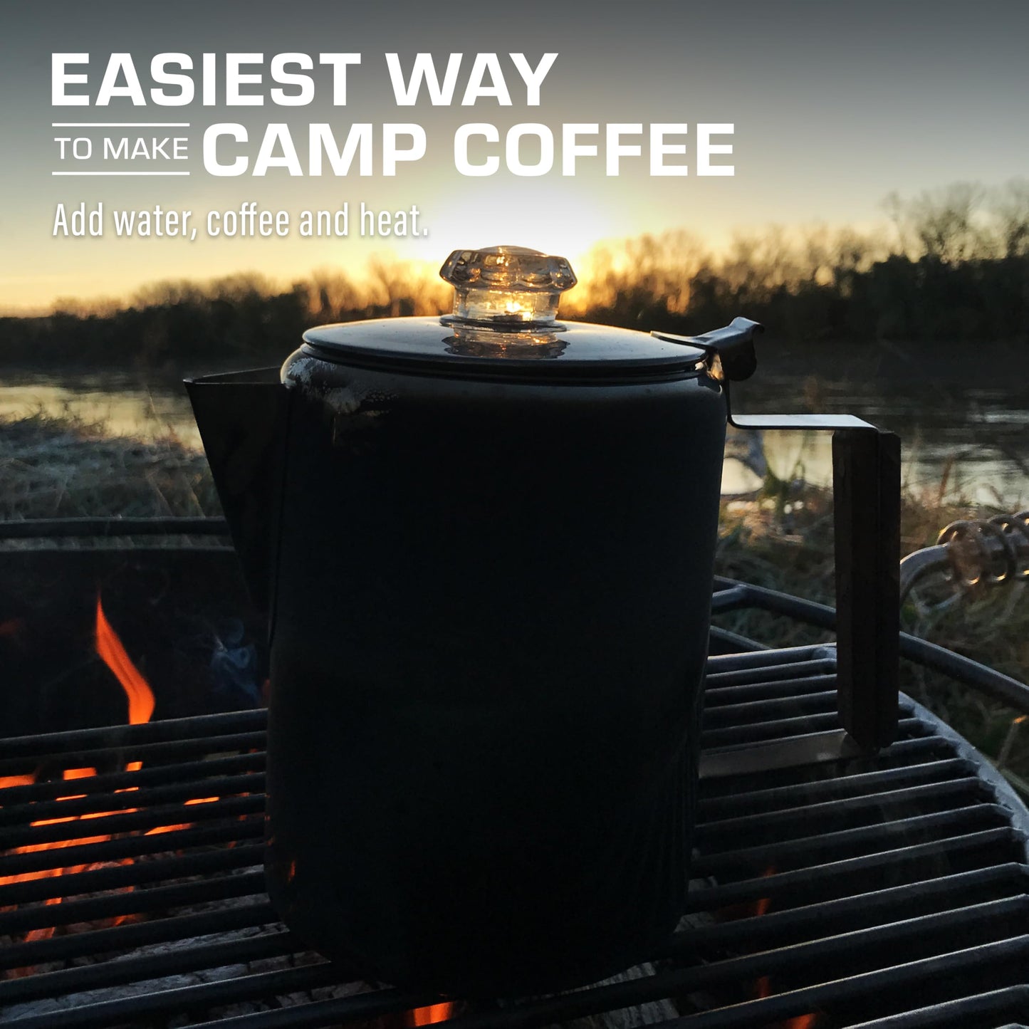 COLETTI Black Bozeman Percolator Cafetera – Cafetera de camping, Percolador de café – Percolador más elegante de Estados Unidos – Acero inoxidable puro, sin aluminio o plástico (9 tazas)