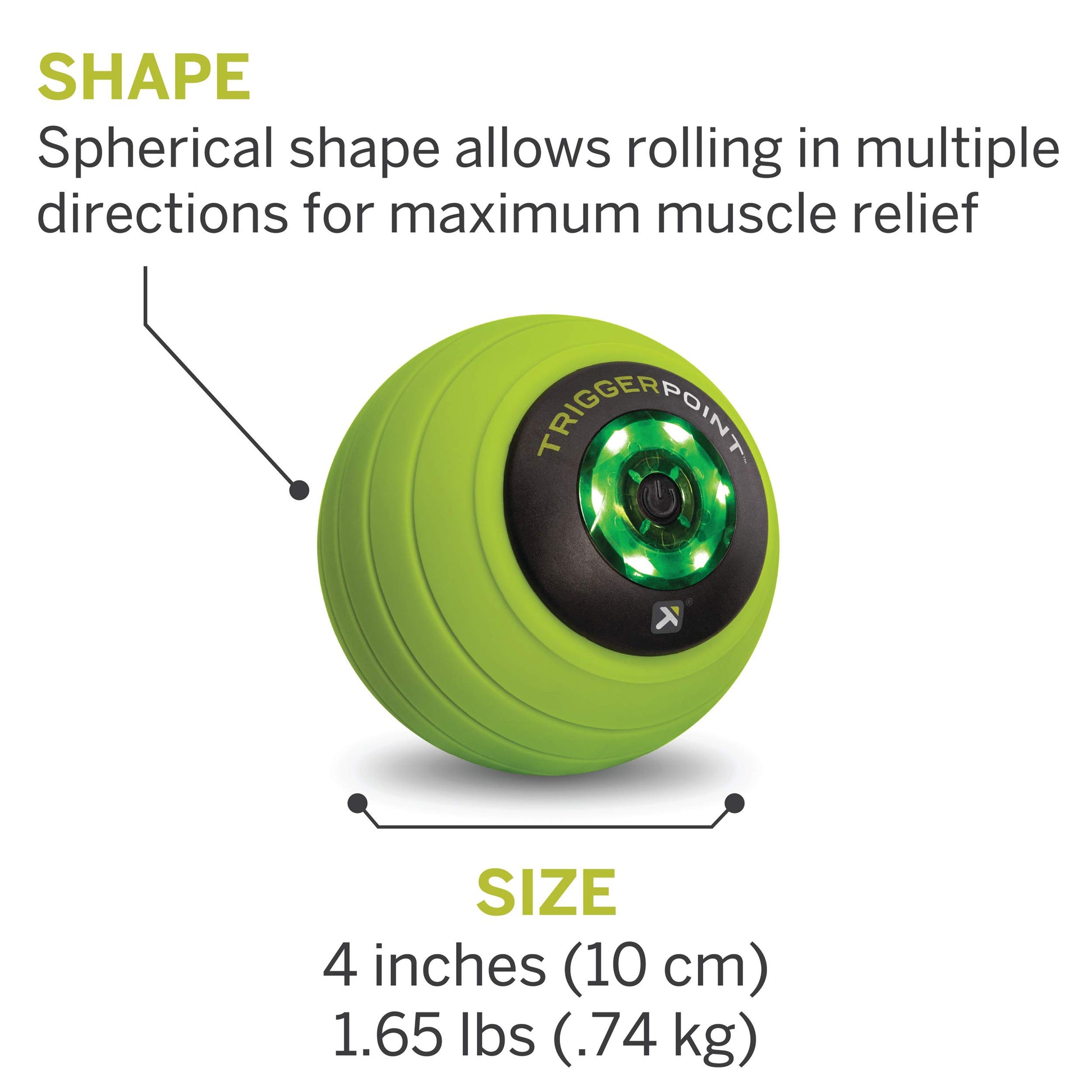 Pelota de Masaje Vibratoria TriggerPoint Verde Silicona de 3 Velocidades