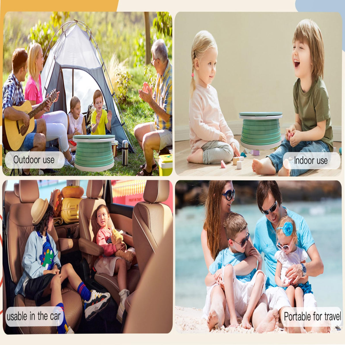 Orinal de viaje para niños pequeños, inodoro portátil y plegable, aplica para asiento de inodoro de emergencia para automóvil, camping, exterior, interior (verde, pequeño)