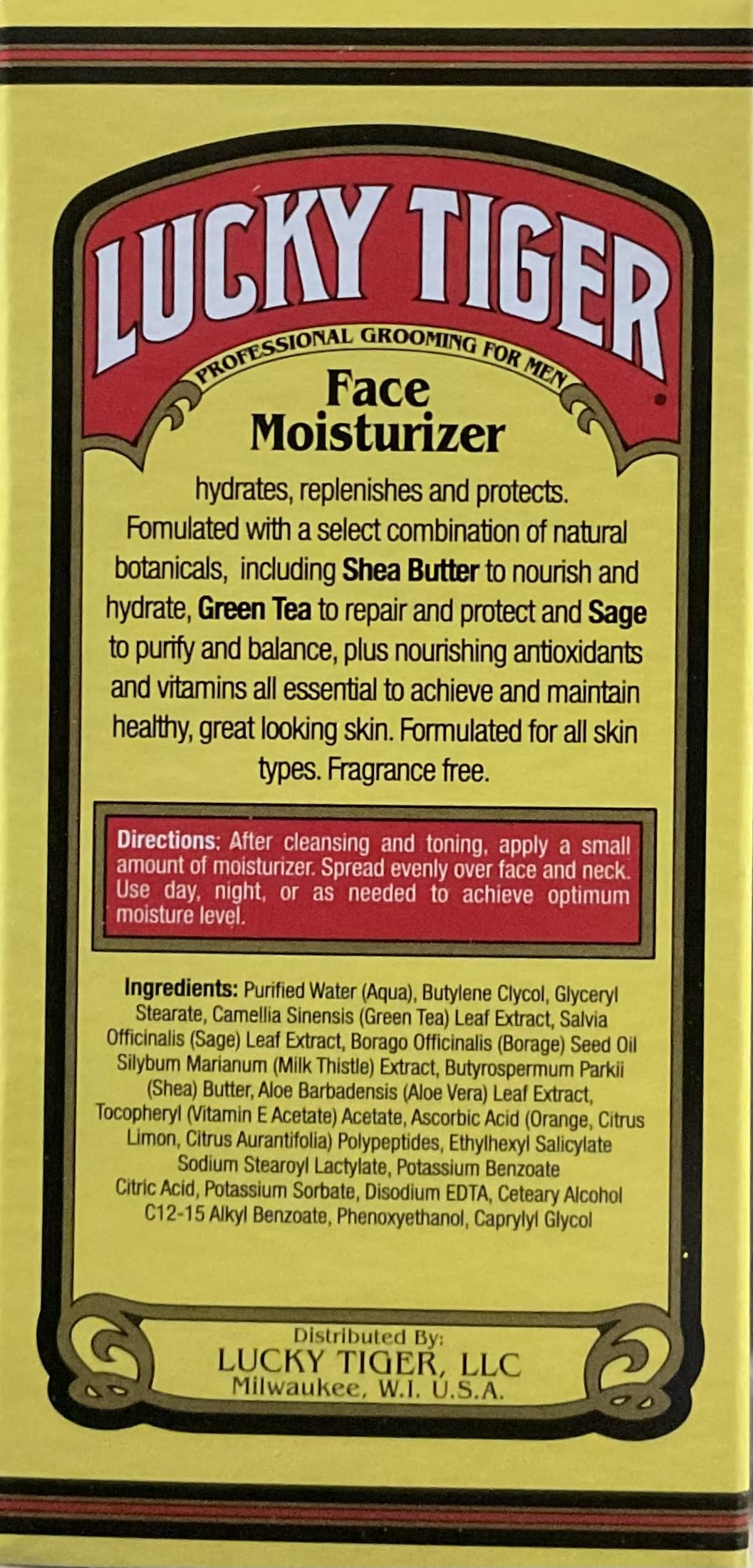 LUCKY TIGER Pack of 1 x Lucky Tiger Face Moisturizer - 3.5 fl oz