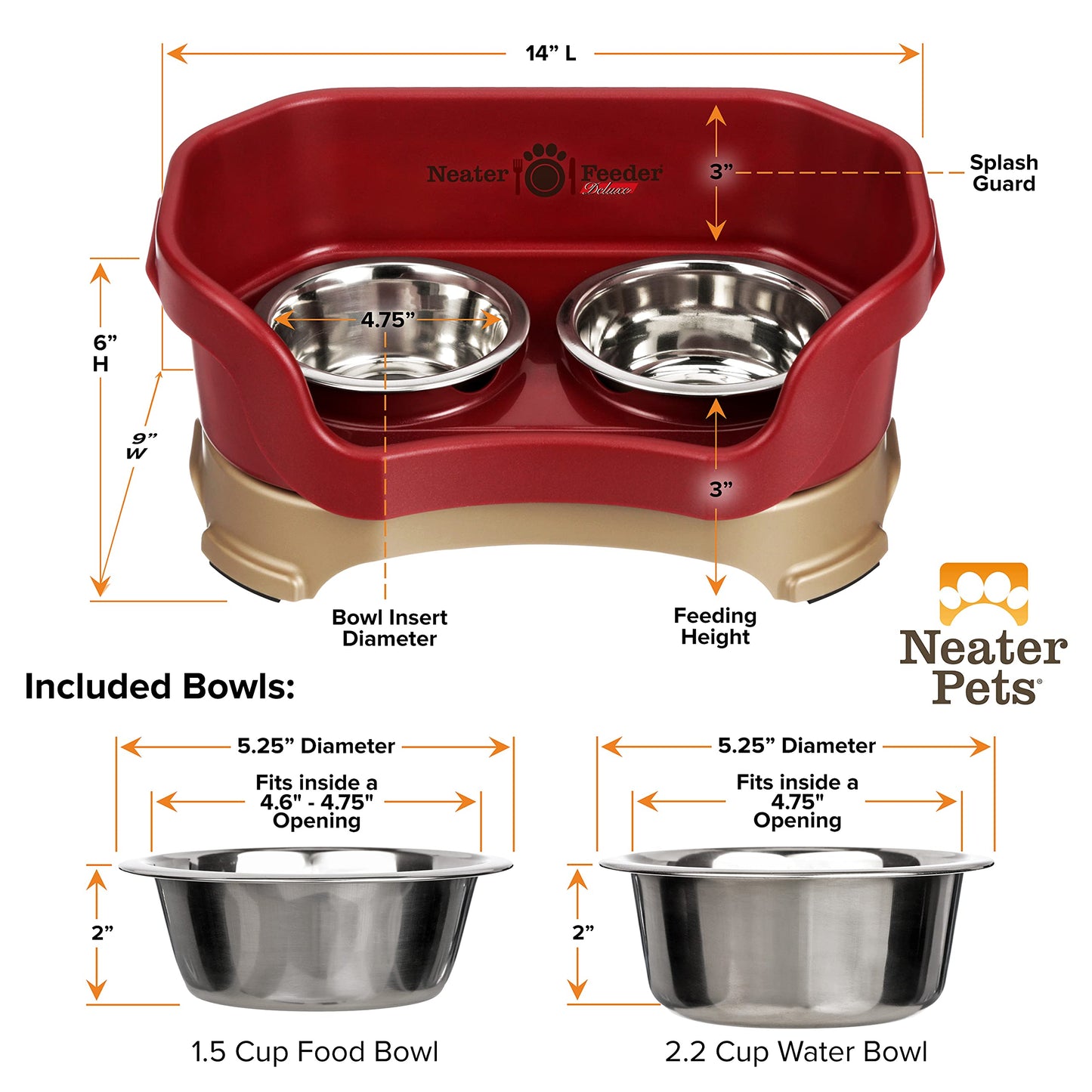 Comedero Elevado Antiderrame Neater Feeder Deluxe Rojo Arándano para Perro Pequeño