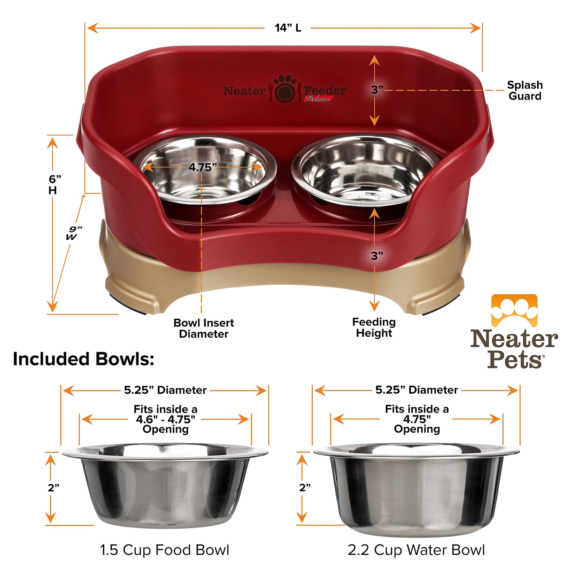 Comedero Elevado Antiderrame Neater Feeder Deluxe Rojo Arándano para Perro Pequeño